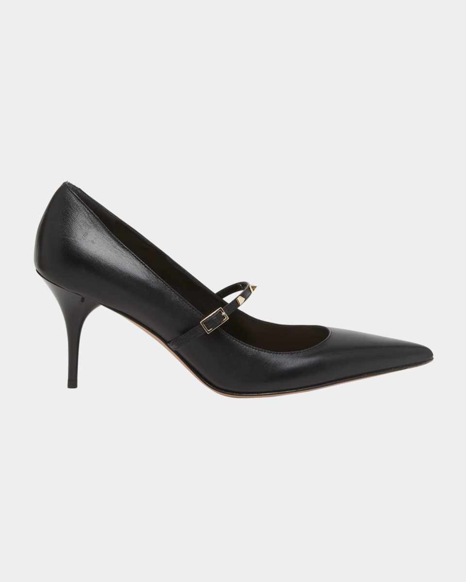 Rockstud Wispy Leather Mary Jane Pumps